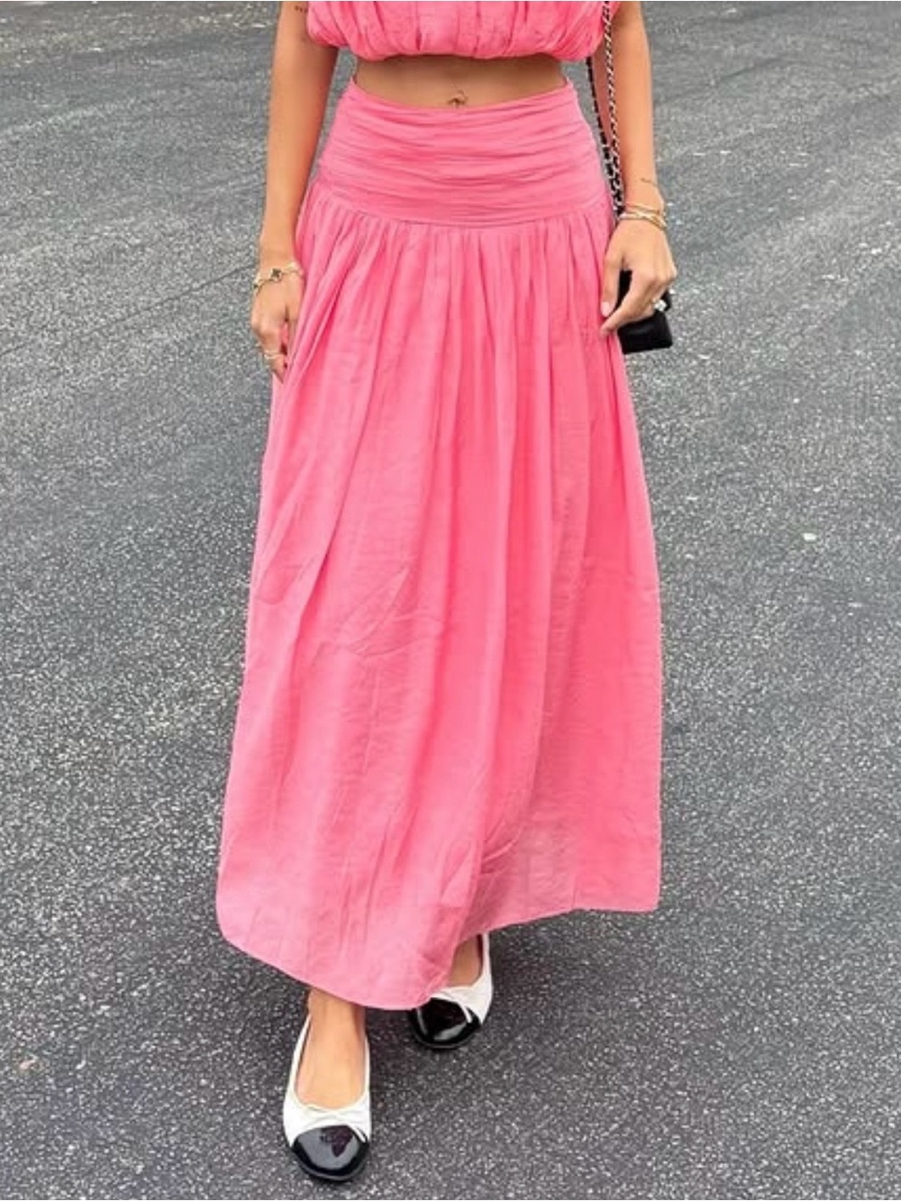 H&M Pink Maxi Skirt with High Waist
